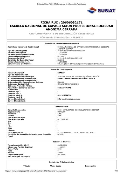 Ficha Ruc Prima Afp