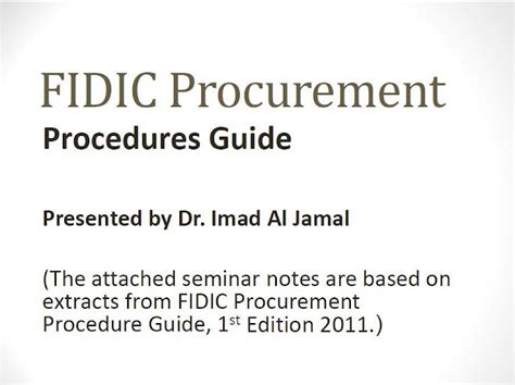 Fidic Procurement Procedures Guide