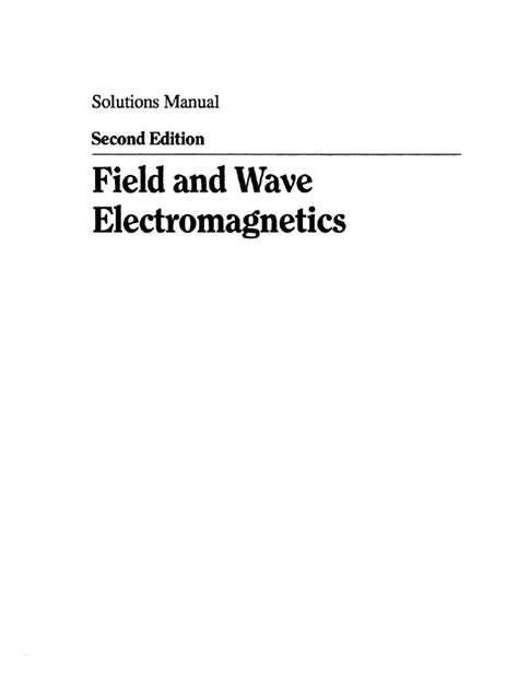 Field And Wave Electromagnetics Solution Manual