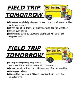 Field Trip Reminder