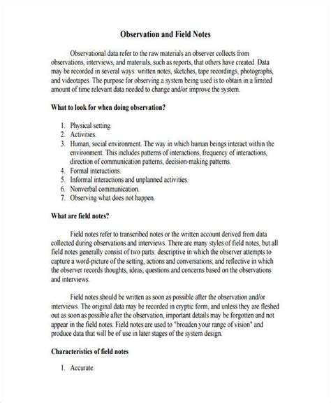 Read Field Observation Paper Format 