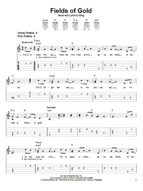 Fields Of Gold Tab By Sting Ultimate Guitar Com