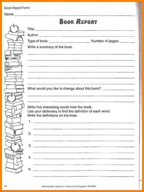 Fifth Grade Book Report Template   How To Write A Book Report For Fifth - Fifth Grade Book Report Template