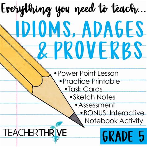 Fifth Grade Grammar Idioms Adages Amp Proverbs Teacher Proverbs And Adages 5th Grade - Proverbs And Adages 5th Grade