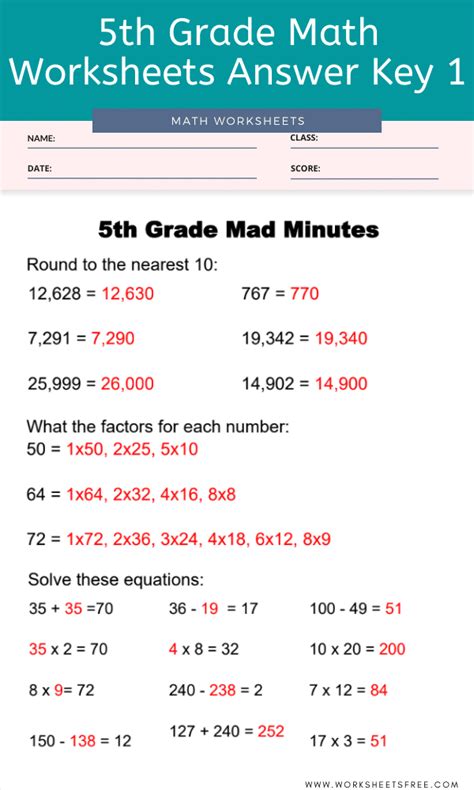 Fifth Grade Math Worksheets With Answers Pdf Mathskills4kids 5th Grade Math Homework - 5th Grade Math Homework