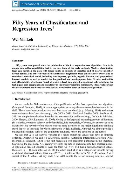 Download Fifty Years Of Classification And Regression Trees 