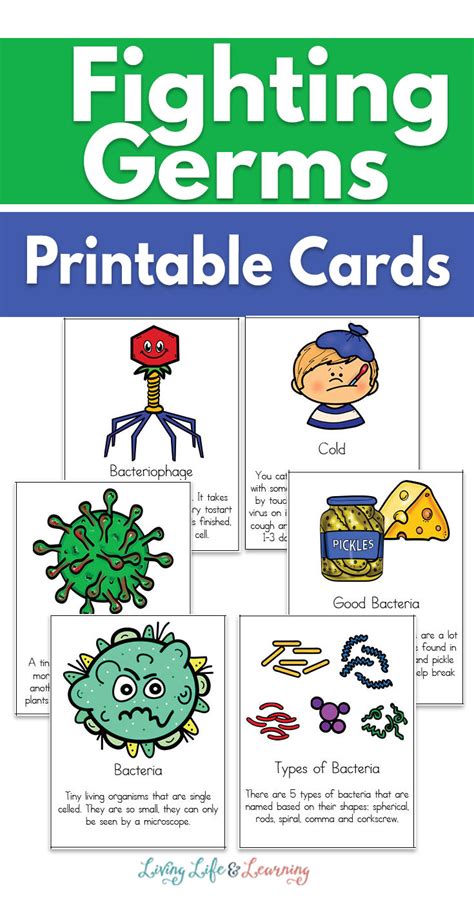 Fighting Germs Printable Cards Living Life And Learning Germs Worksheet Preschool - Germs Worksheet Preschool