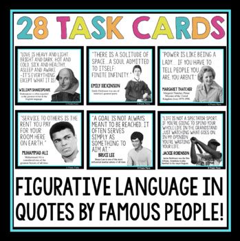 Figurative Language Activity Quotes Task Cards By Presto Figurative Language Activities 7th Grade - Figurative Language Activities 7th Grade