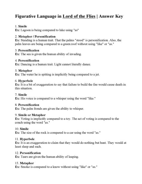 Figurative Language From Lord Of The Flies