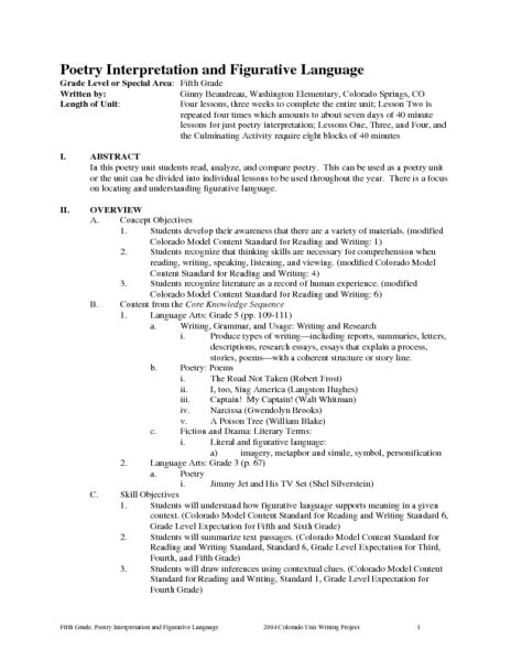 Figurative Language Lesson Plans 5th Grade   Lessons For Figurative Language The Meaningful Teacher - Figurative Language Lesson Plans 5th Grade