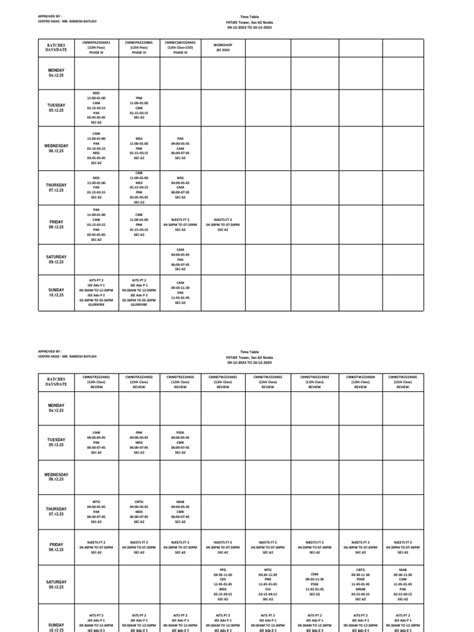 Fiitjee Noida Timetable