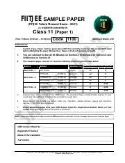 Fiitjee Sample Paper