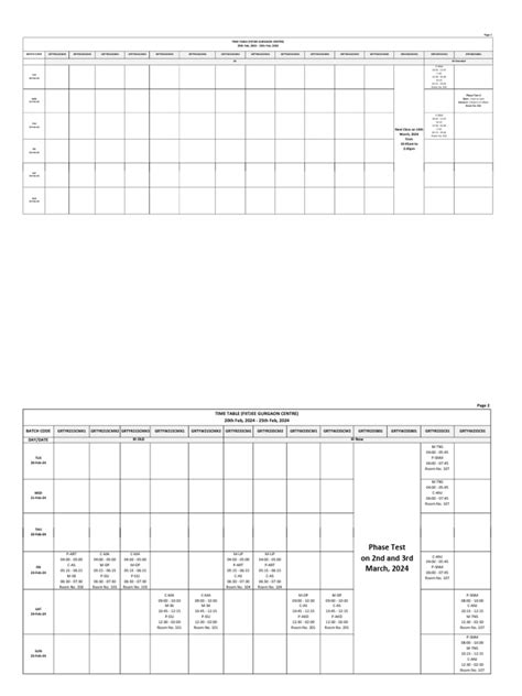 Fiitjee Time Table