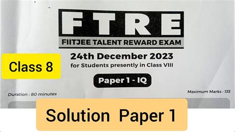 Read Online Fiitjee 8 Class Papers 