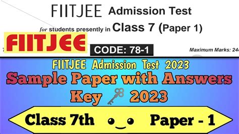 Download Fiitjee Admission Test Sample Papers For Class 7 