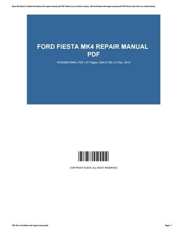 Download File 28 20Mb Ford Fiesta Mk4 Workshop Manual Pdf Pdf Format 