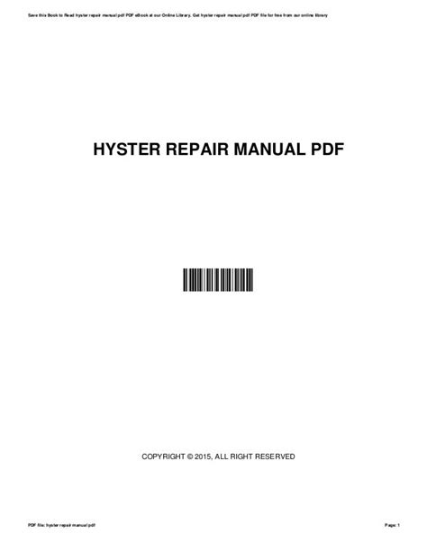 Read Online Filetype Hyster Repair Manual 