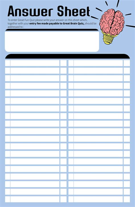 Fill In The Blank Answer Sheet Template