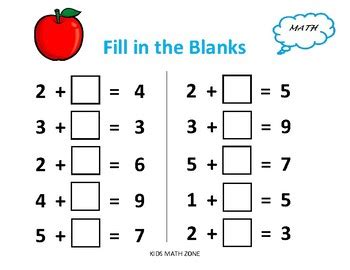 Fill In The Blanks Addition Fill In The Blanks - Addition Fill In The Blanks