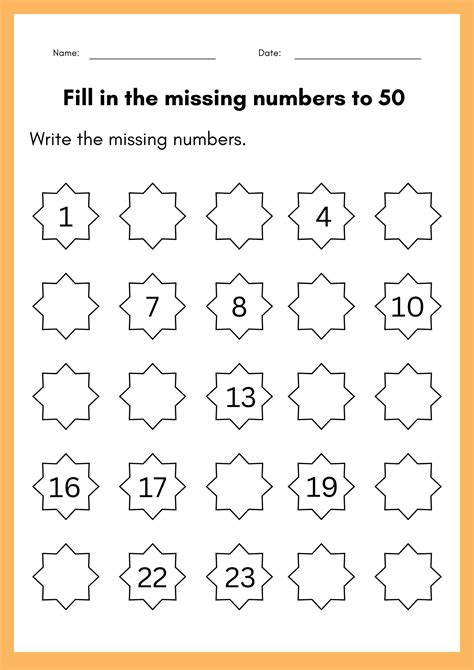 fill in the missing numbers to 50 worksheet Teaching Resources