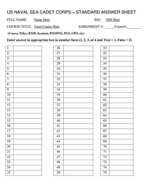 Download Fill In The Blank Answer Sheet Template 