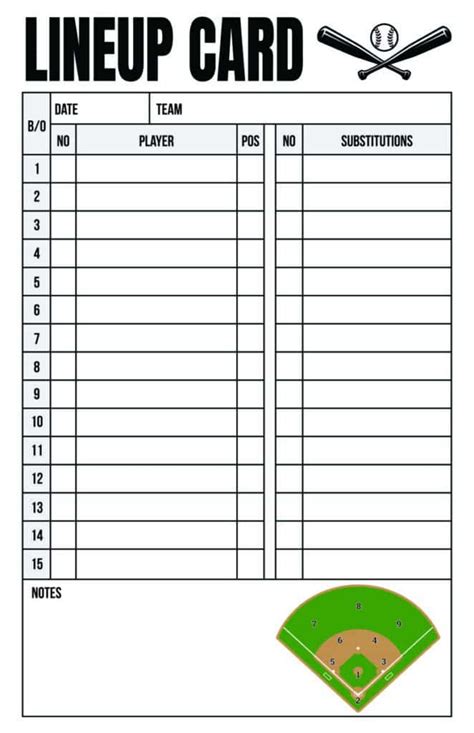 fillable baseball lineup card