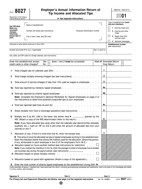 Fillable Employer 039 S Annual Information Return Of Tax And Tip Worksheet - Tax And Tip Worksheet