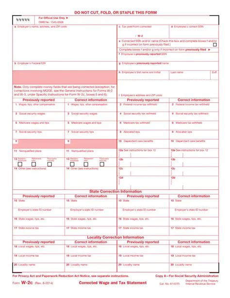 Fillable Form W 2c