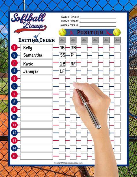 fillable softball lineup cards