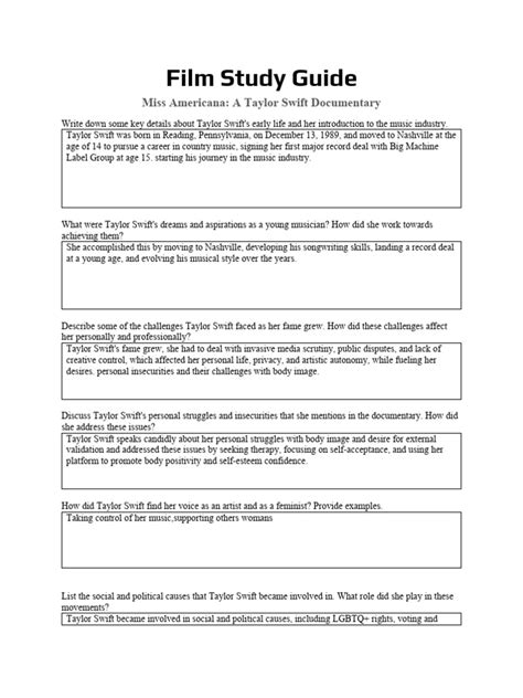film study guide questions