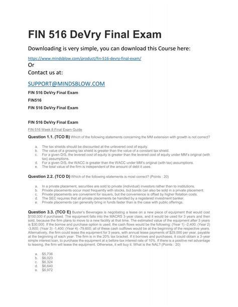 fin 516 final exam