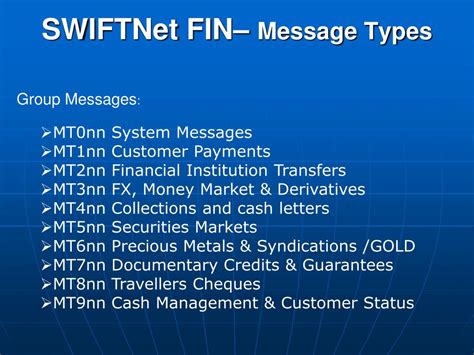 fin system messages swift