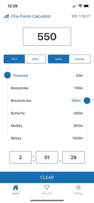 fina points calculator