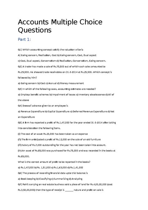 final accounts multiple choice questions and answers