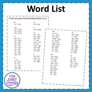 final consonant deletion word lists
