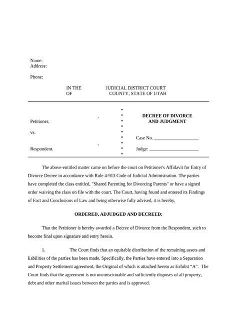 final divorce decree utah