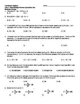 Final Exam Ccgps Coordinate Algebra Spring Semester