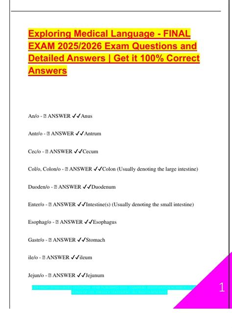 Final Exam Exploring Medical Language 8th Edition
