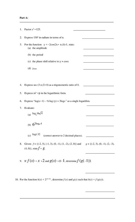final exam for advanced functions and modeling