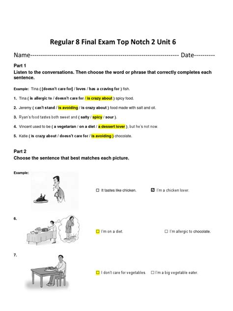 Final Exam For Top Notch 2