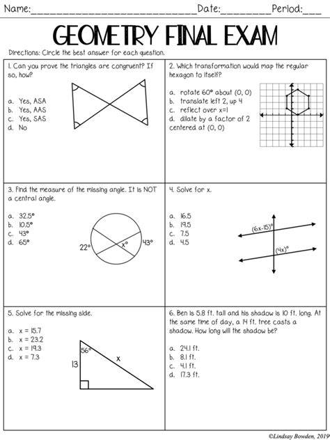 final exam geometry cognero answers