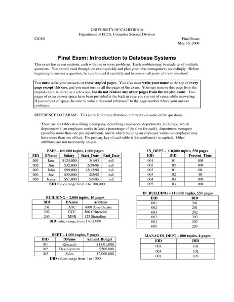 Final Exam Introduction To Database Systems