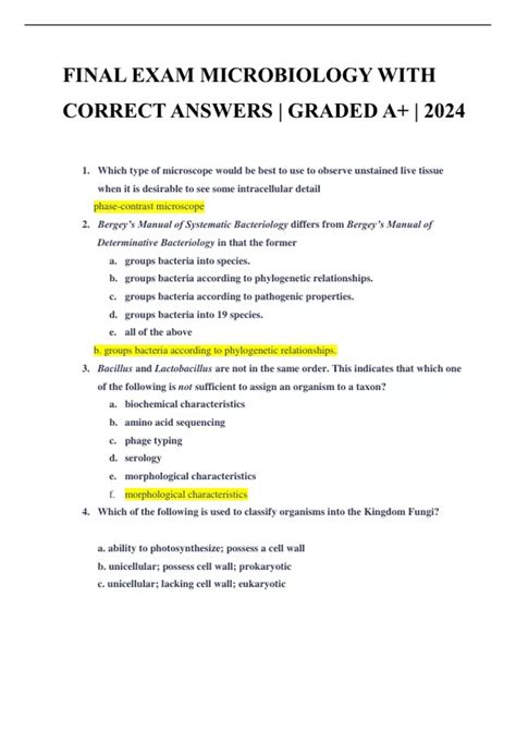 Final Exam Microbiology