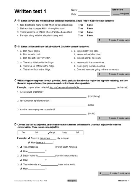 Final Exam Of Touchstone 3