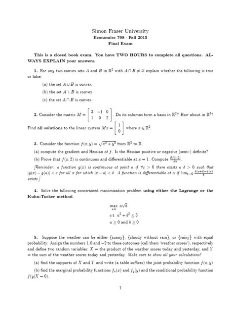 Final Exam Solutions Sfu
