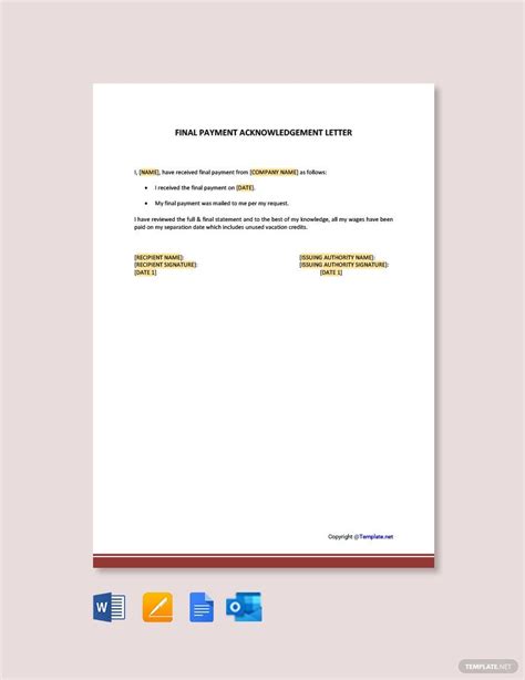 Final Paycheck Letter Template
