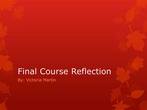 final reflection on course