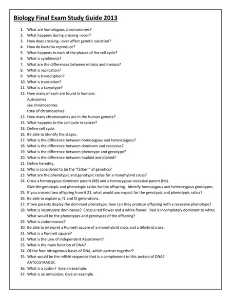 Read Final Exam Study Guide 2013 20Th 