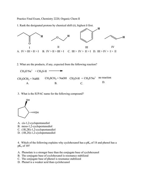 Read Online Final Exam Une Organic Chemistry 