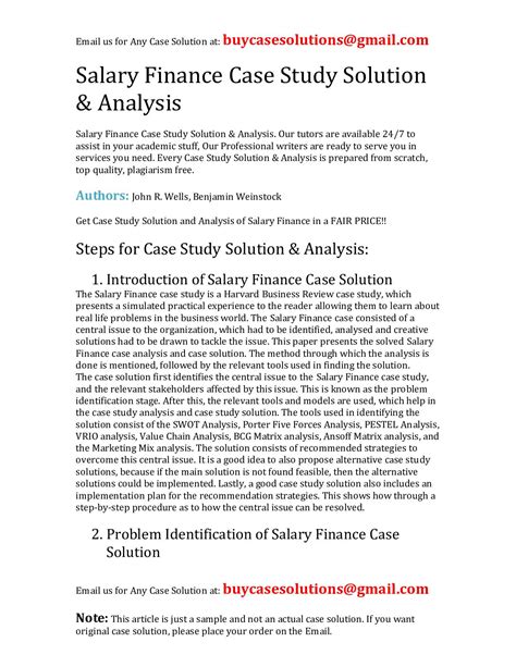 Finance Case Study With Solution